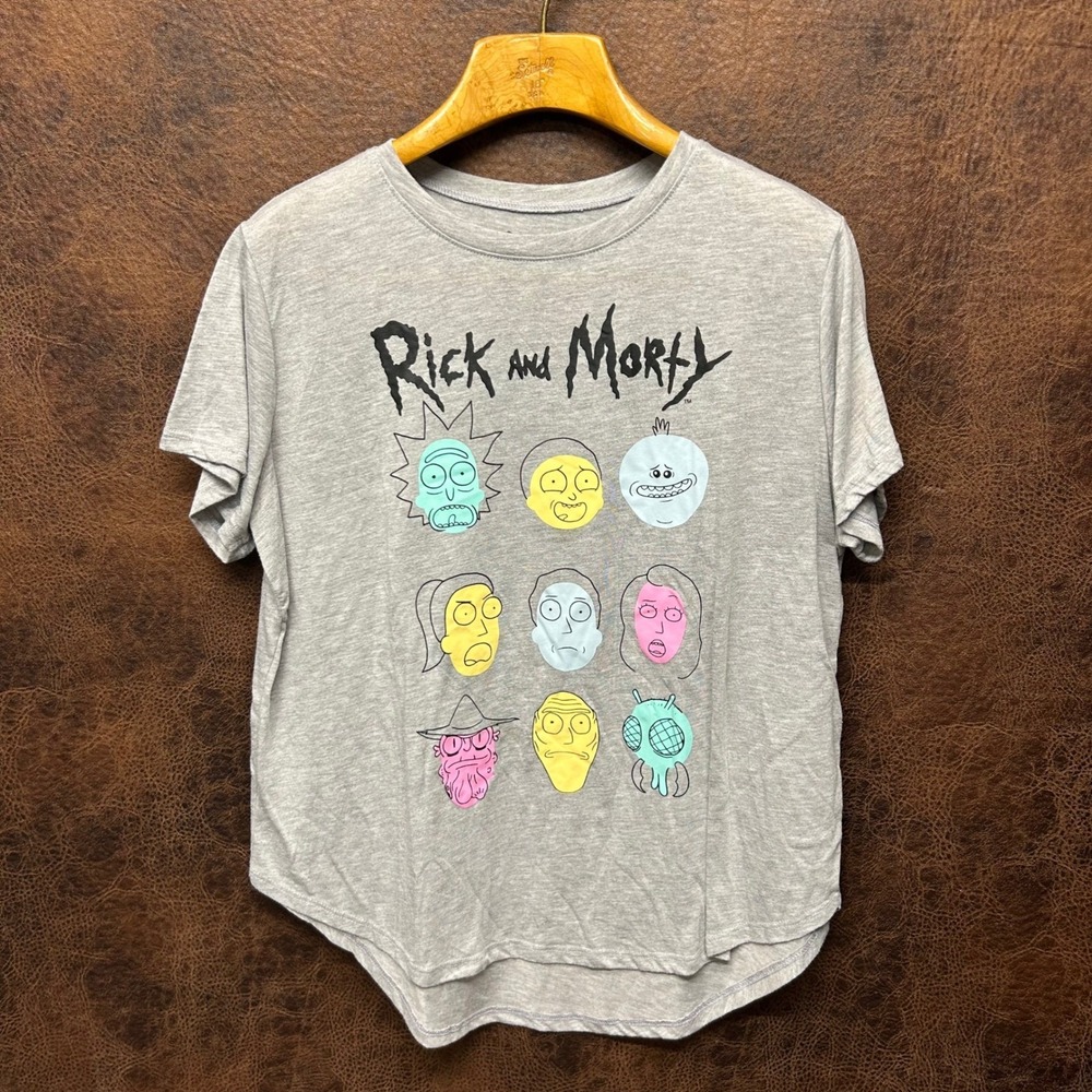 Rick‎ and Morty [Adult Swim] Y2K Unisex Crewneck Gray Retro Junior XXL (19)Shirt
